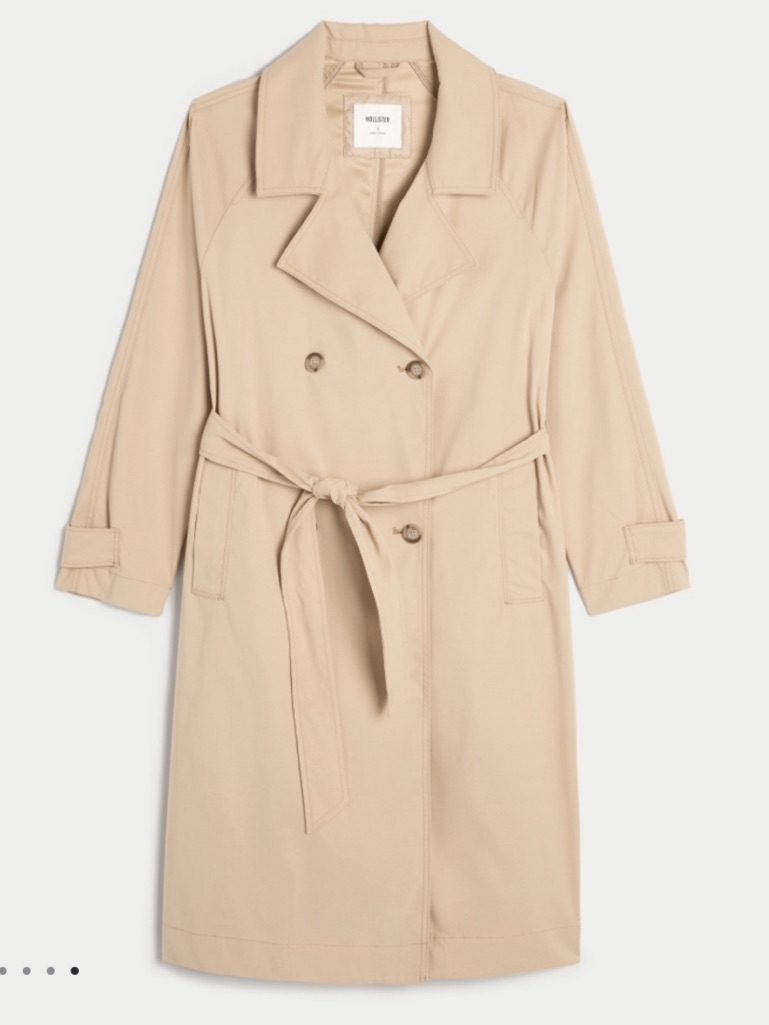 Hollister Beige Double-Breasted Trench Coat
